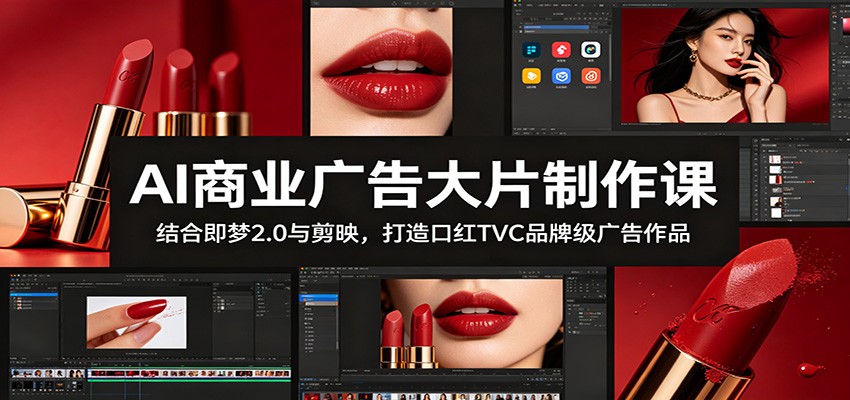 AI商业广告大片制作课：结合即梦2.0与剪映，打造口红TVC品牌级广告作品-驿想项目网