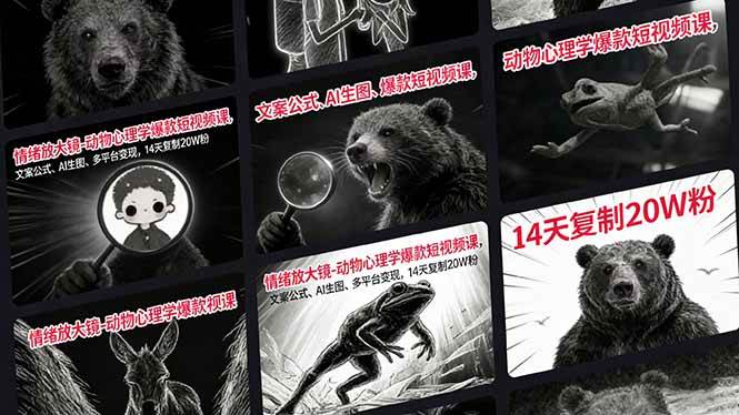 （17376期）情绪放大镜-动物心理学爆款短视频课，文案公式、AI生图、多平台变现，14天复制20W粉-驿想项目网
