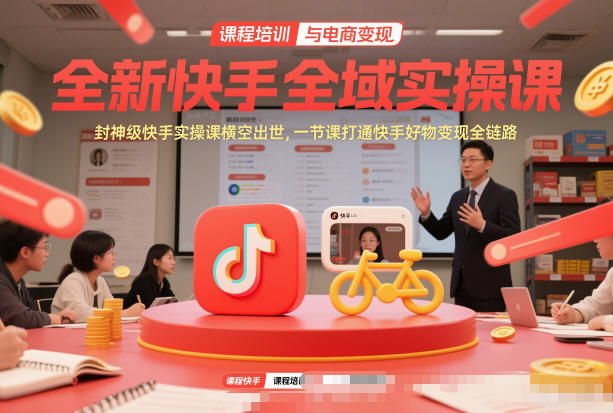 全新快手全域实操课，封神级快手实操课横空出世，一节课打通快手好物变现全链路-驿想项目网