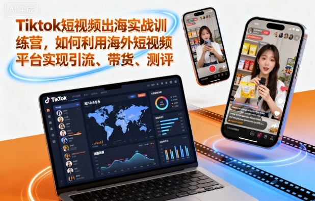Tiktok短视频出海实战训练营，如何利用海外短视频平台实现引流、带货、测评-驿想项目网