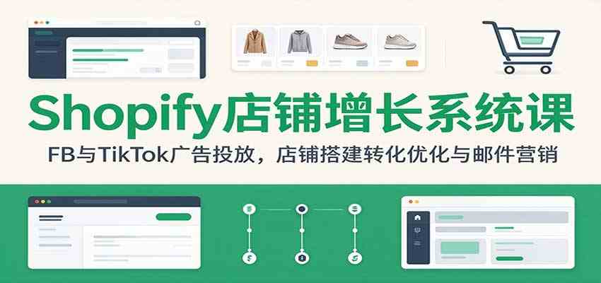 Shopify店铺增长系统课：FB与TikTok广告投放，店铺搭建转化优化与邮件营销-驿想项目网