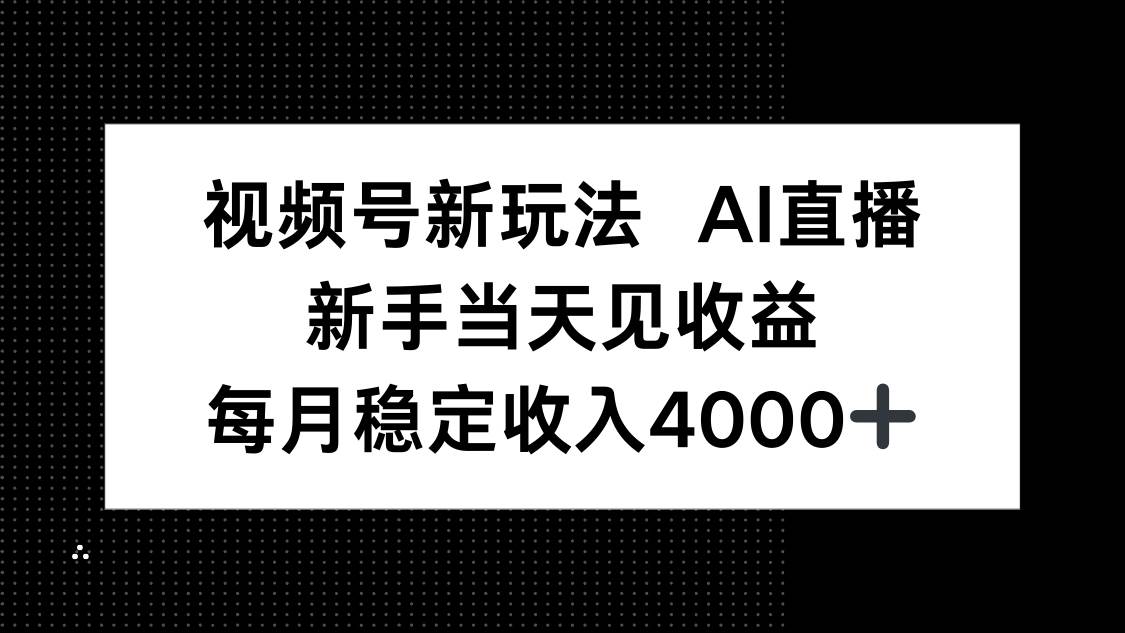 （16080期）视频号新玩法AI直播，新手小白当天见收益，月入4000+-驿想项目网