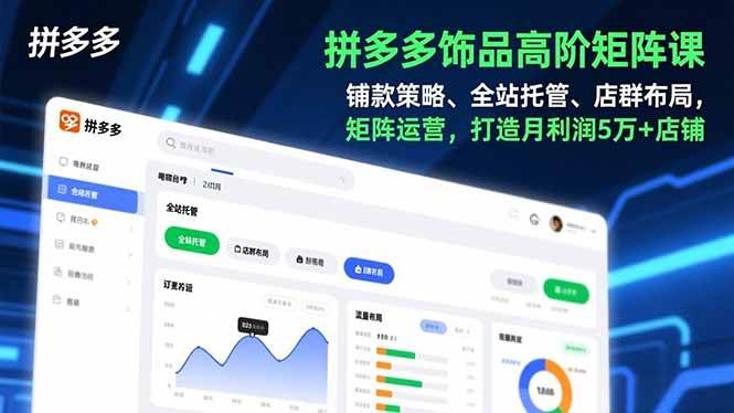 （16915期）拼多多饰品高阶矩阵课，铺款策略、全站托管、店群布局，矩阵运营，打造月利润5万+店铺-驿想项目网